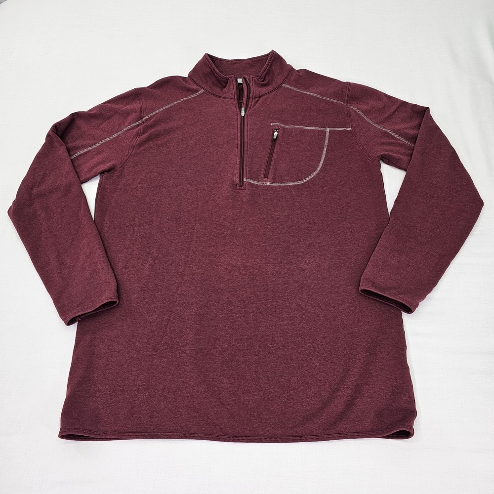 Tasc Performance Cloud French Terry 1/4 Zip Pullover Sweater Maroon Men's XL